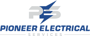 Pioneer Electrical Services logo with lightning bolt and company name.