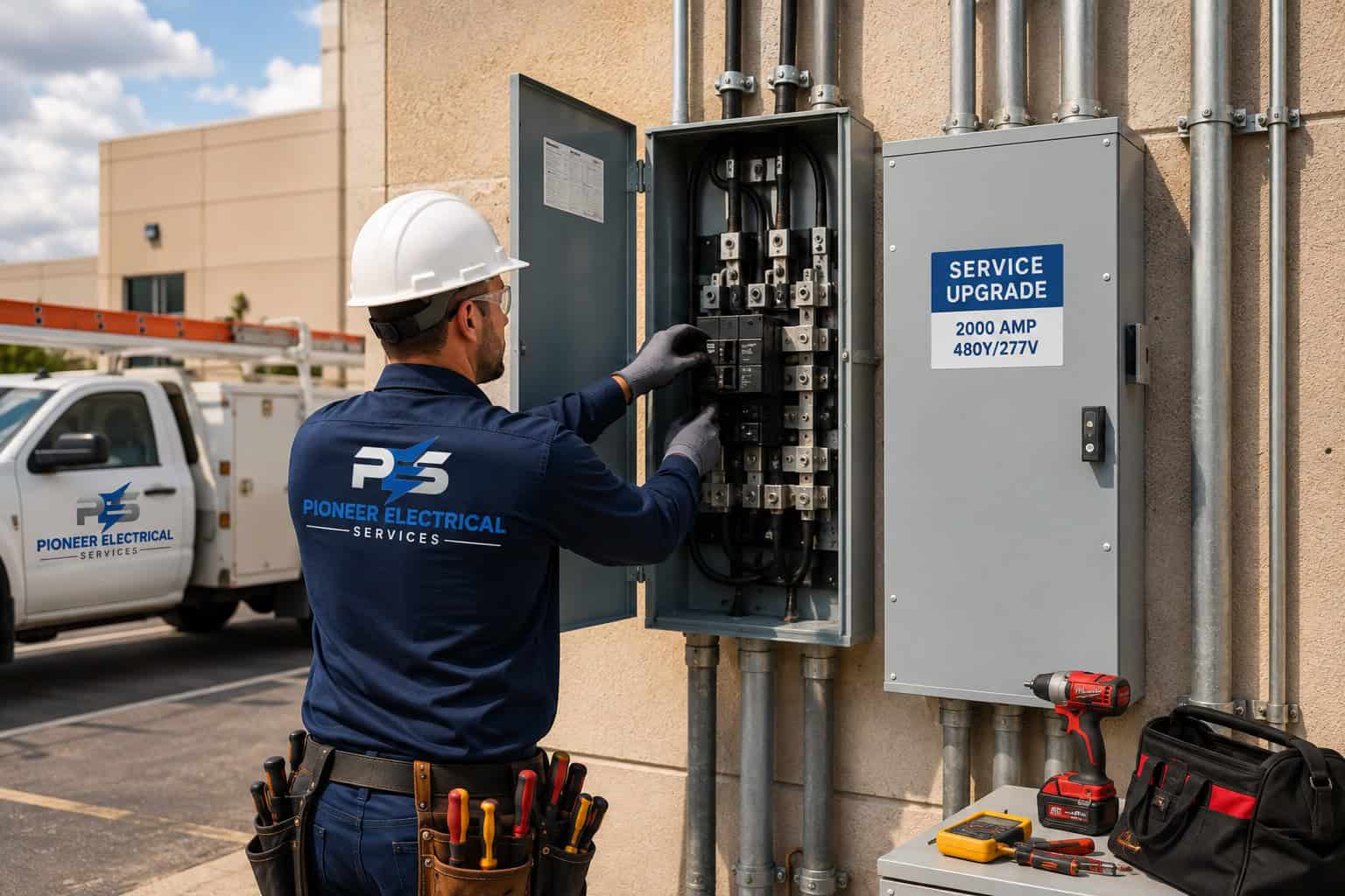 Electrician Performing Service Upgrade Electrician Performing Service Upgrade